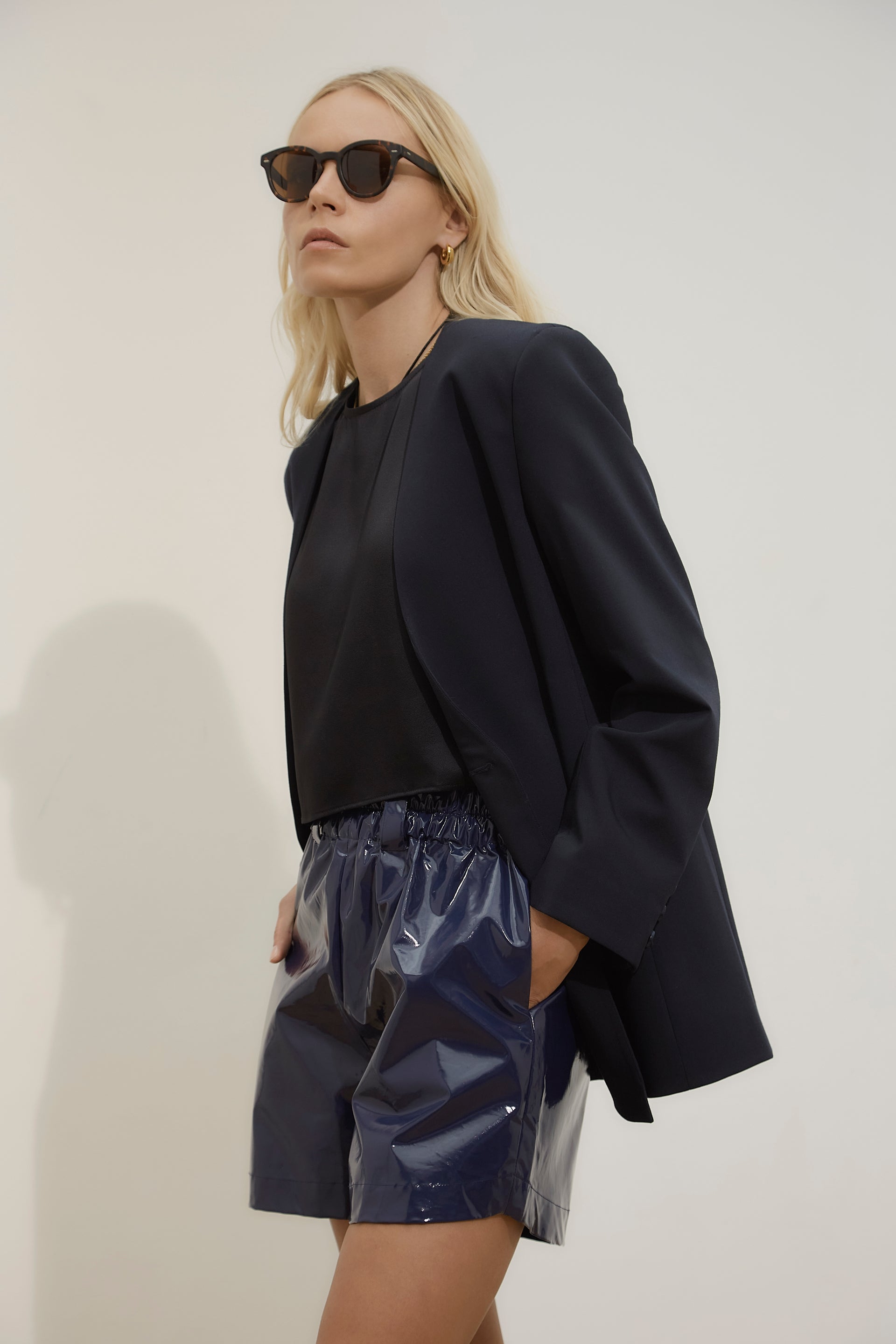 Freddie Vinyl Shorts - midnight blue