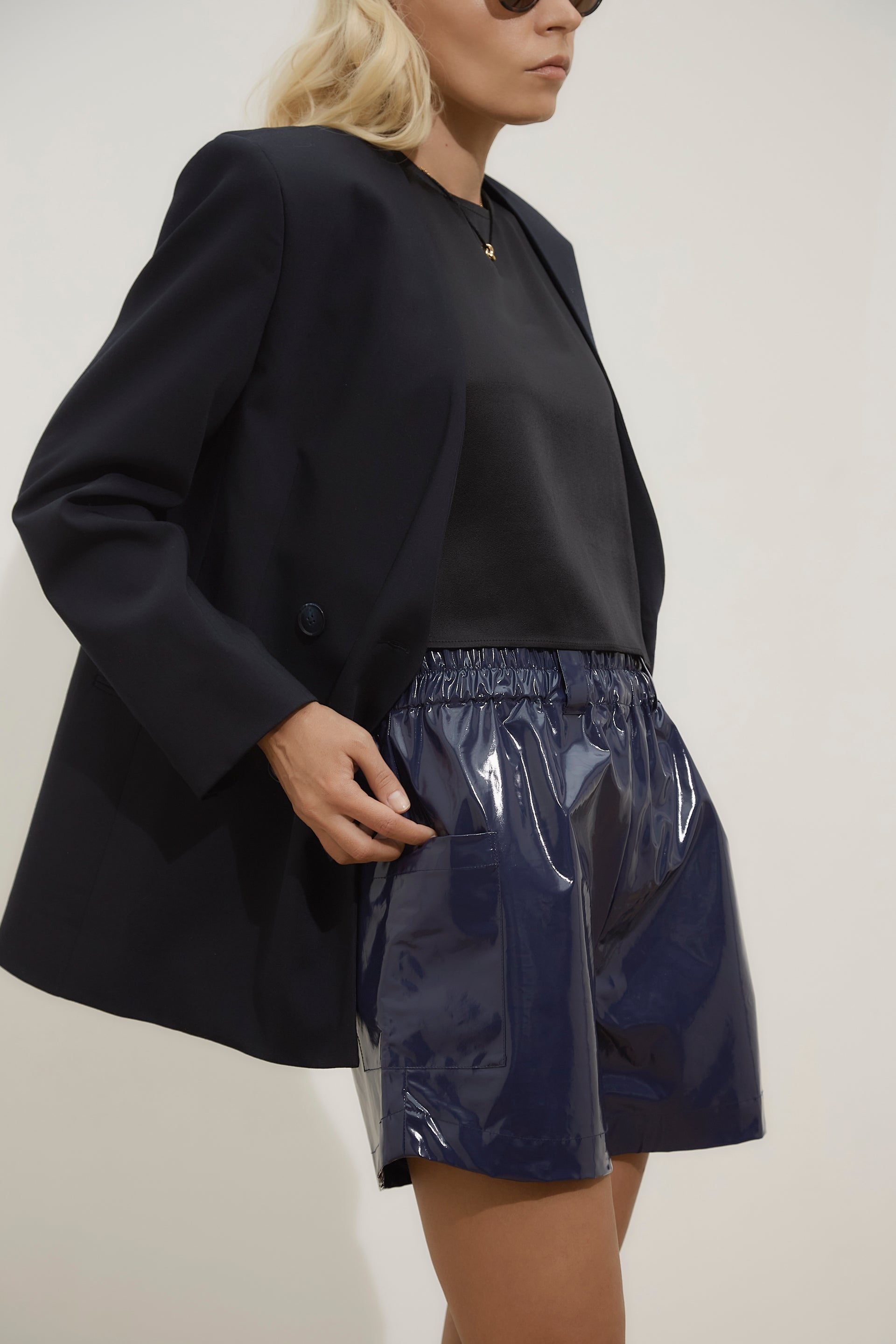 Freddie Vinyl Shorts - midnight blue