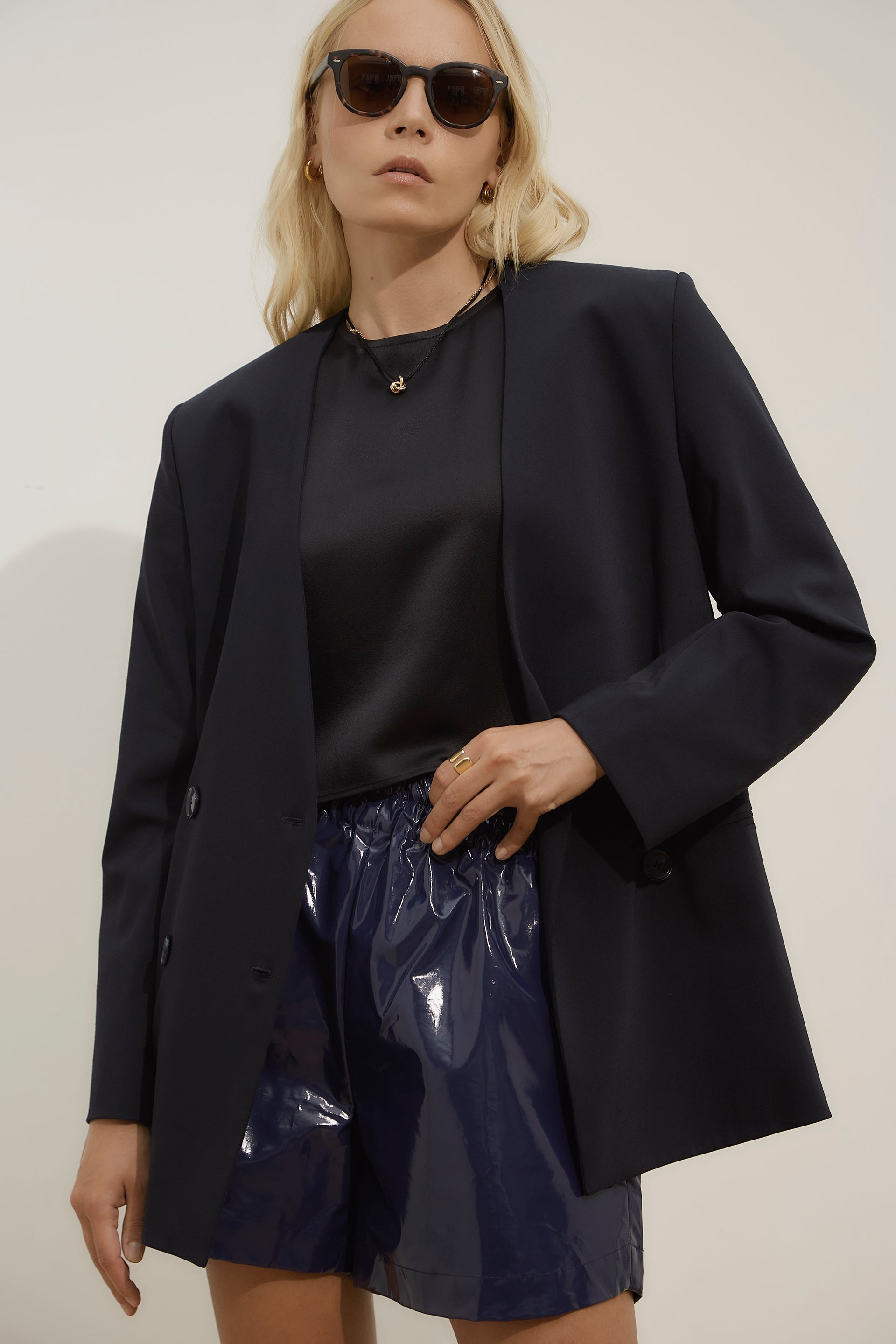 Freddie Vinyl Shorts - midnight blue